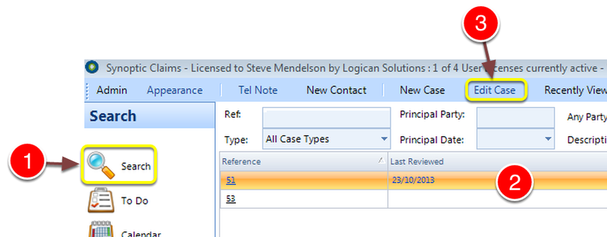 Open the required case