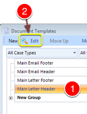 Edit the Main Letter Header