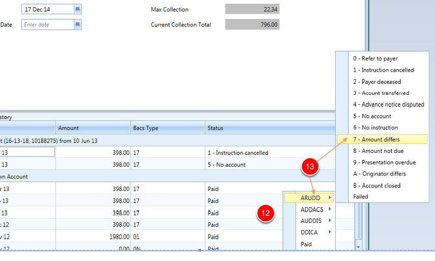 Changing status of an individual payment