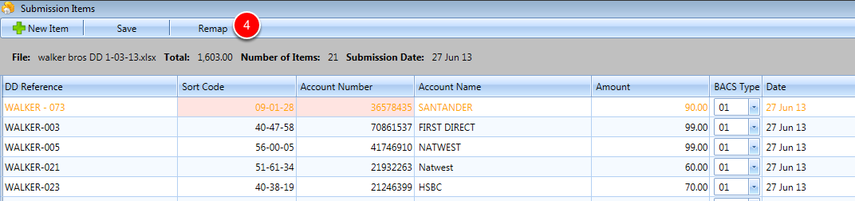 If the client has already been configured, the submission items window will open