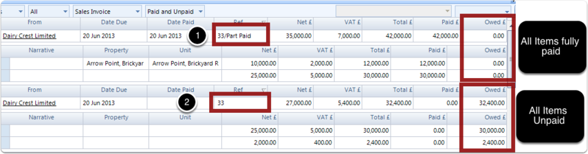 The result is Two Invoices - One fully paid and the other completely unpaid