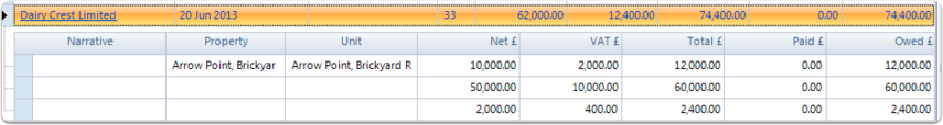 The invoice has been assigned an invoice Ref of 33