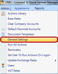 Open the General Settings screen