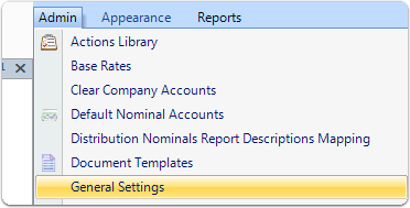 Select General Settings from the Admin menu