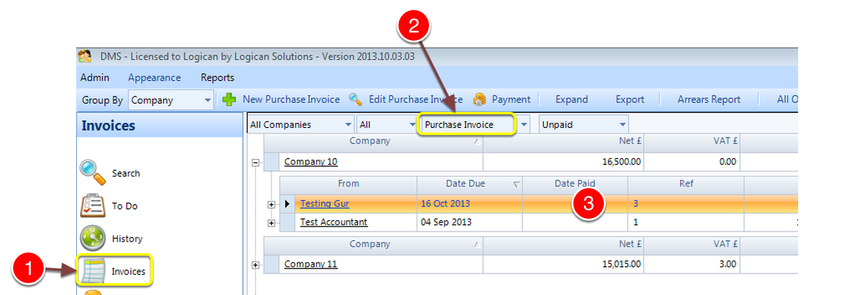 Open an Invoice
