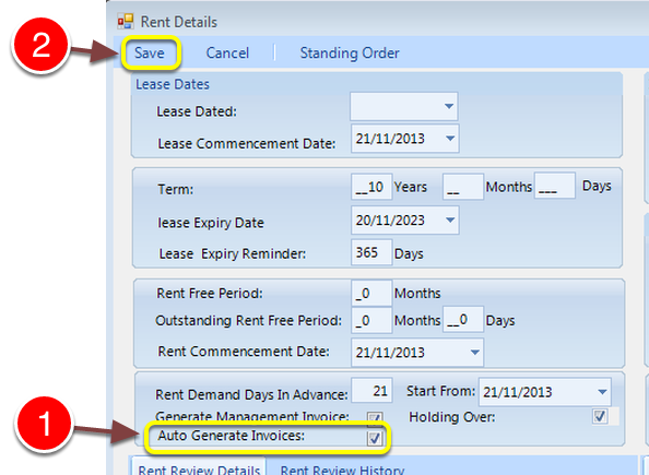 Confirm rent details