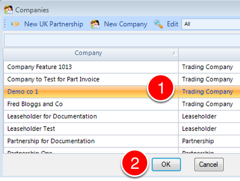 Select the required Company