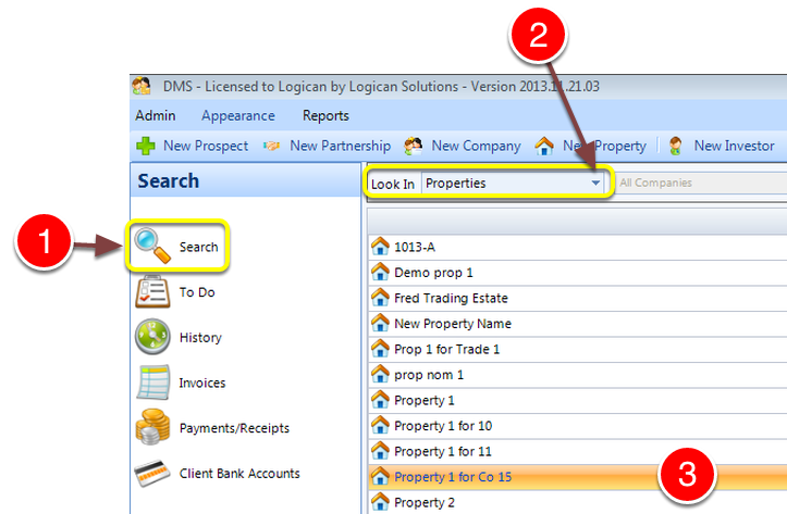 Open the property to perform the Distribution for