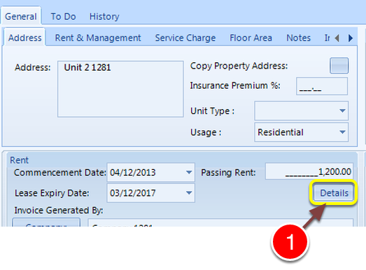 Open the Rent Details