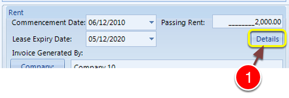 Open the Rent Details window