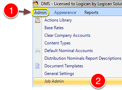 Open the Job Admin window
