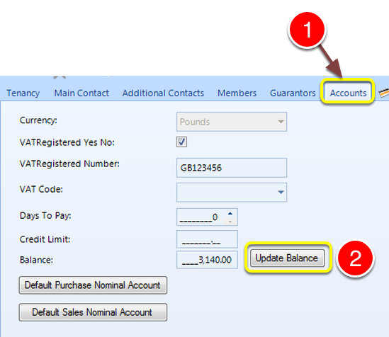 Select the Accounts tab