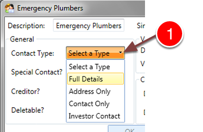 Select a Contact Type