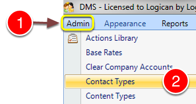 Open the Contact Types window