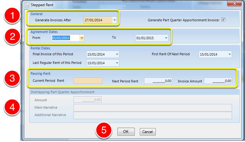 Adding Steps in the Stepped Rent Window