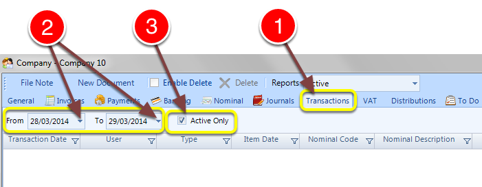 Select the Transactions