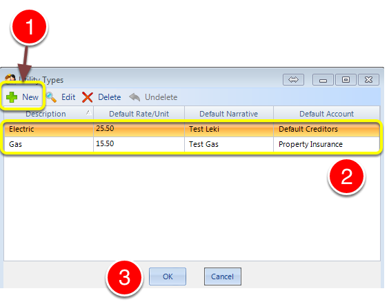 Entering Utility Type Details