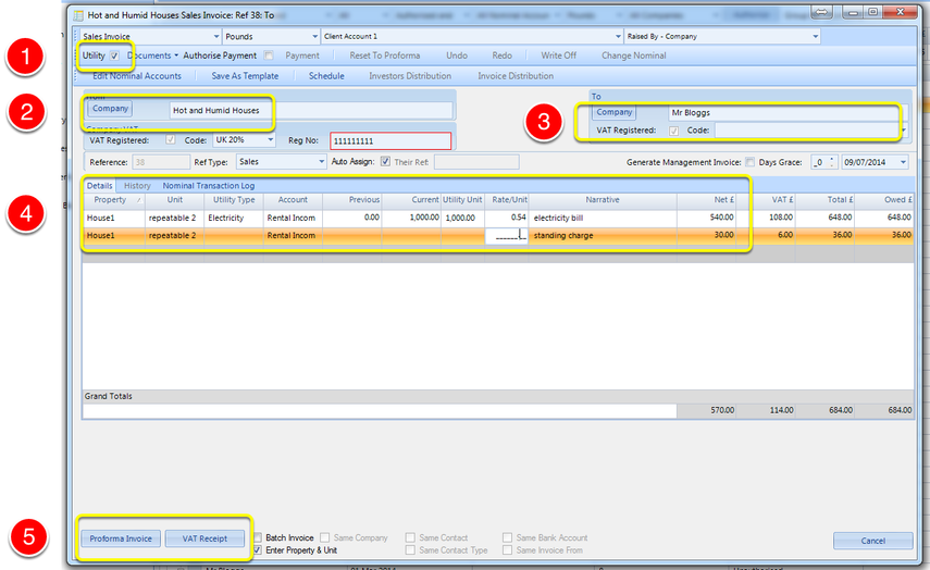 The Utility Invoice Screen