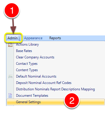 Setting the Nominal Codes to appear on in the invoice item drop down