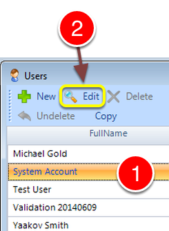 Select the User to edit
