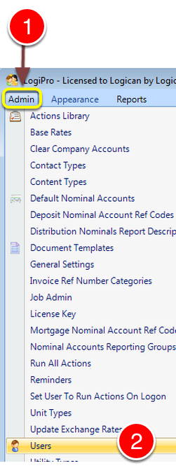 Open the Users window