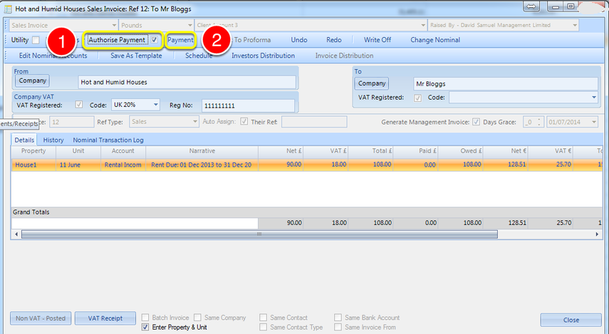 Paying an Invoice from the Invoice Details Screen