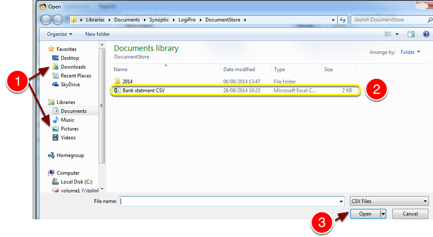 Select a CSV file from the list