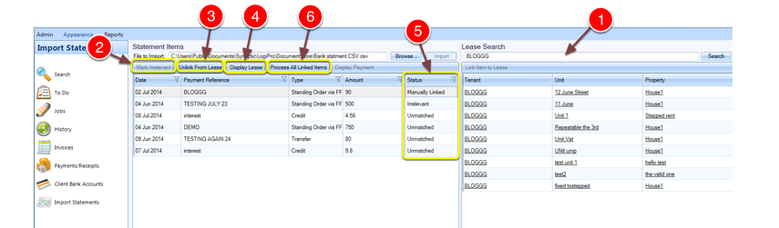 Allocate the statement items