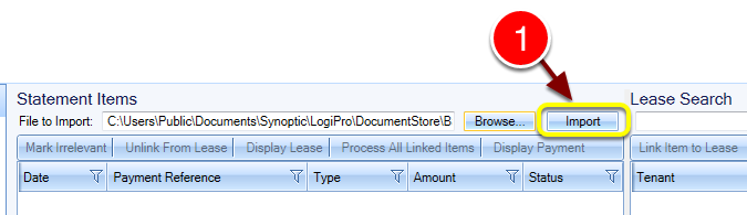 Import the CSV file