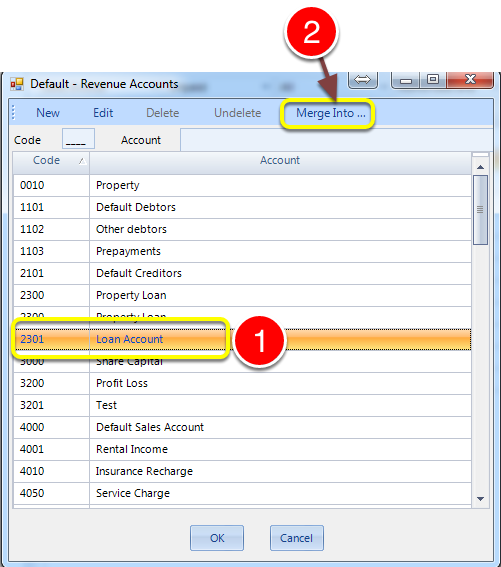 Merging Default Nominal Accounts