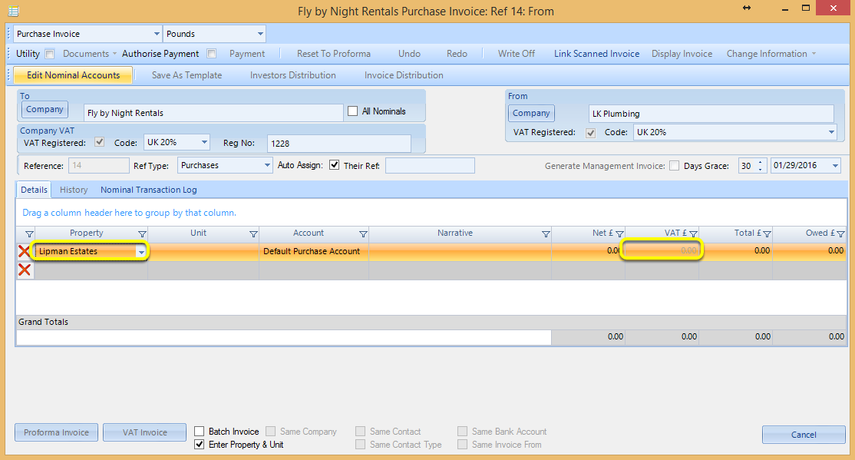 Create a Purchase Invoice