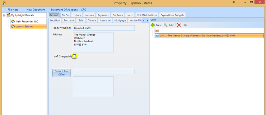 Set Properties to Non-VAT Chargeable