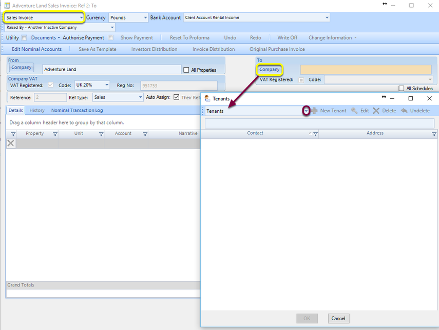 Default Sales Invoice To