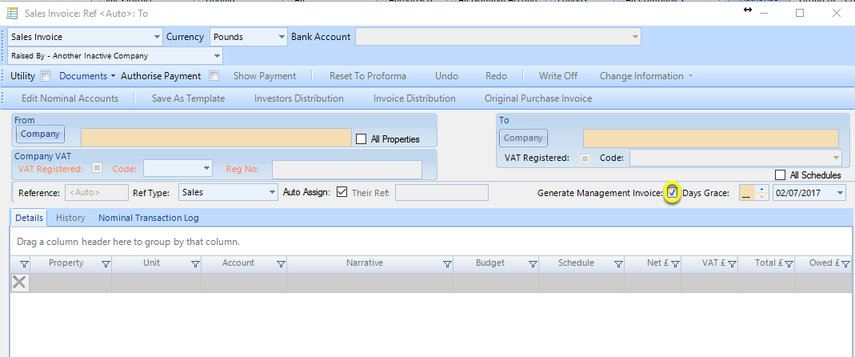 Generate Management Invoice By Default