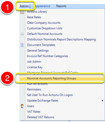 Selecting Nominal Accounts to include in the Report