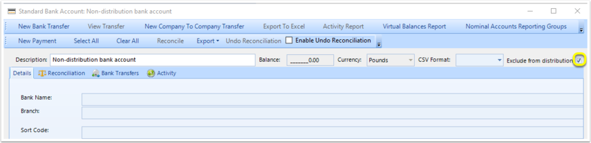 Standard Bank Account: Non-distribution bank account