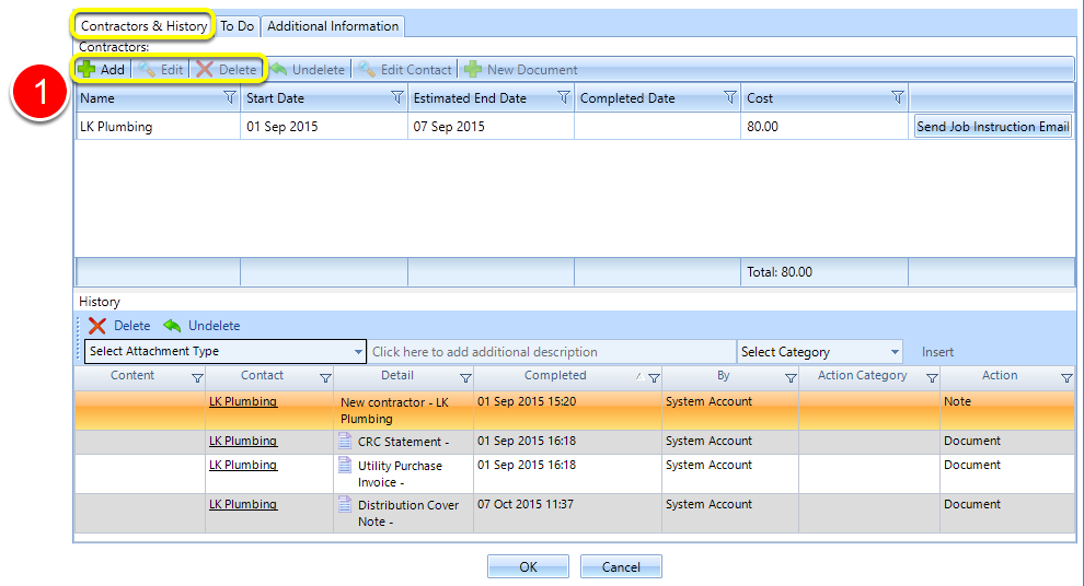 Contractors Tab