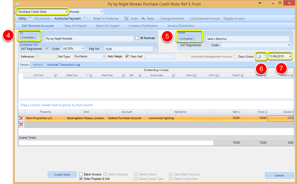 Purchase Credit Note