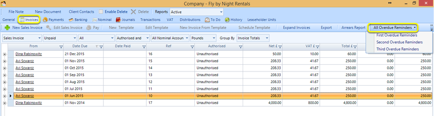 Generate Overdue Invoices from a Company