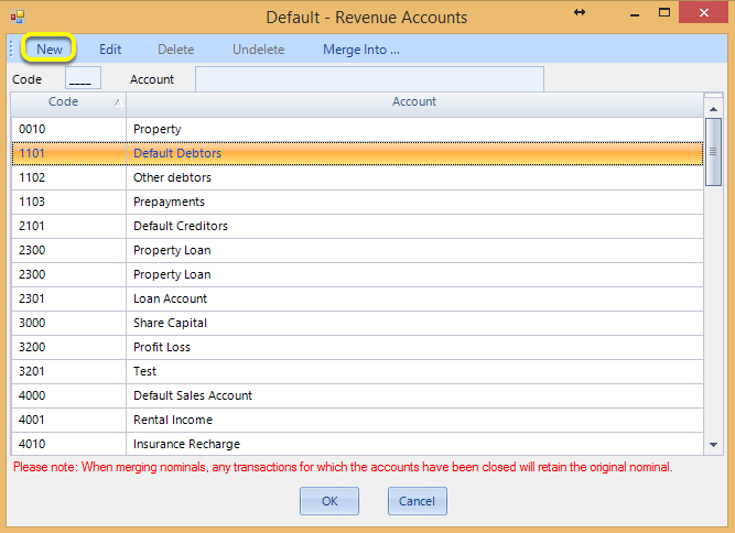 Add a New Nominal Account