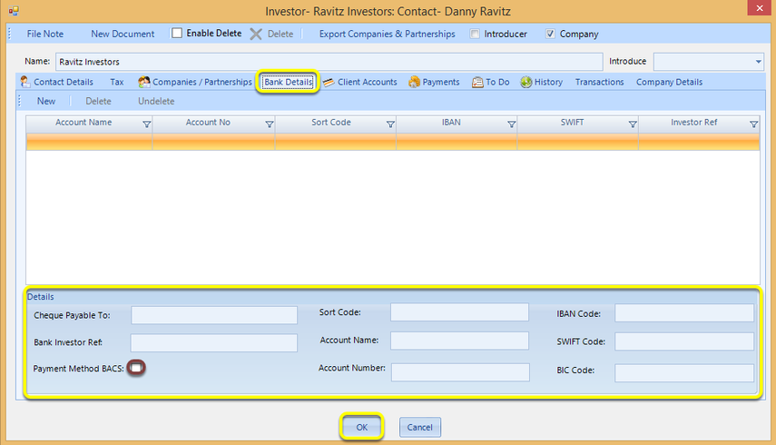 Bank Details