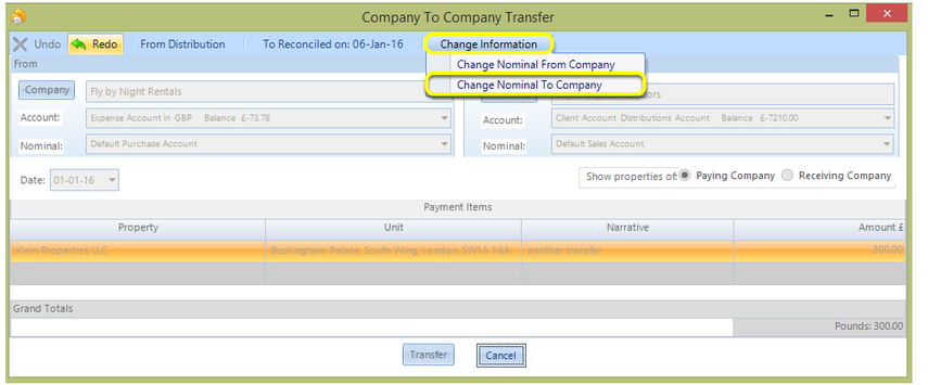 Change the Nominal To Company