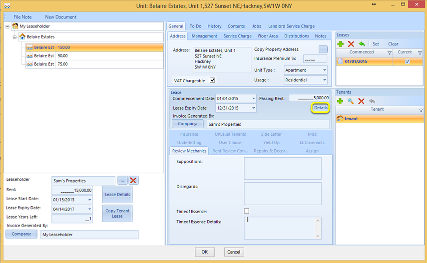Add Lease Details