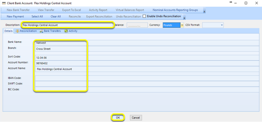 Add the Account Details