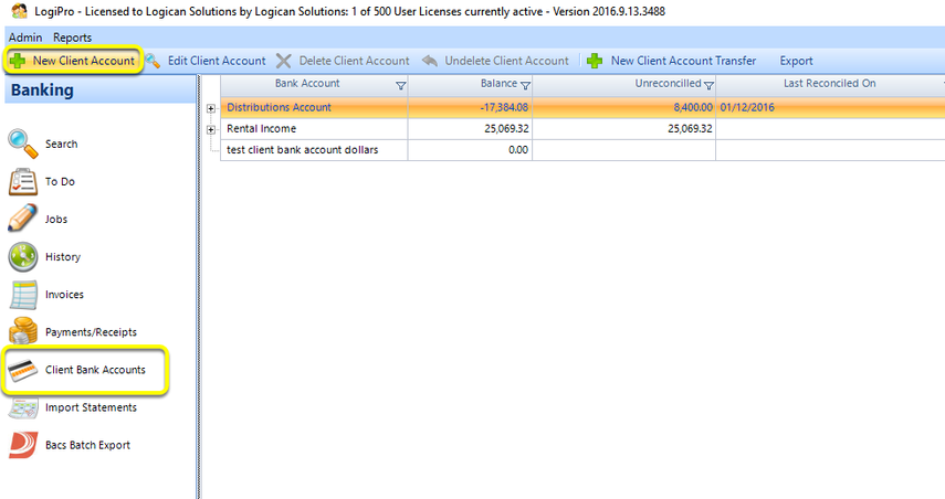 Create the Client Account