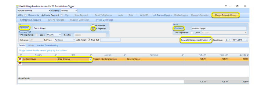 Enter the invoice details