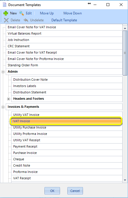 Use Different Document Template For Invoices Posted Straight To VAT: