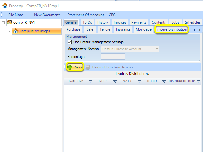 From the Invoice Distribution Tab