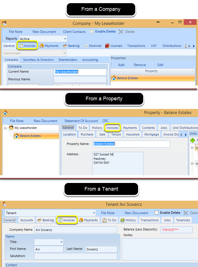 Manually Create Invoices from the Invoice Tab